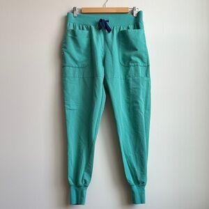 Figs Aqua Jogger Pants with Navy Drawstring